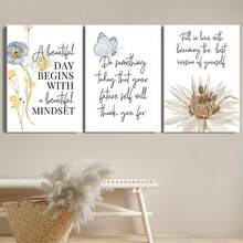 2Dflat, 3pcs, Wood Frame Canvas Print Decorative Painting, Wild Flowers Quote Art, Minimalist Poster, Bohemian Style, Indoor Home Wall Decoration Art. Suitable For Various Spaces Such As Living Rooms, Bedrooms, Bathrooms, Kitchens, Corridors, Offices, Bars, Restaurants, Bookstores, Cafes. It Is The Perfect Gift For Birthdays, New Year's, Valentine's Day, Mother's Day, Father's Day, Thanksgiving, June 10th, 4th Of July Independence Day, Teacher Appreciation, Graduation, Carnival, Bachelorette Party, Anniversaries, Weddings, Halloween, Christmas, And Easter. Very Suitable For Room Decoration And Home Decor. Ready-To-Hang. - 彩色 - 查看 7