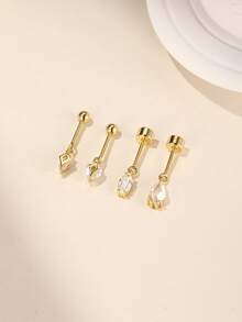 1Pc Upper Ear Cliff  925 Sterling Silver Earring For Women Geometric Zirconia Minimalist Gift For Her Wedding Party Fine Jewelry