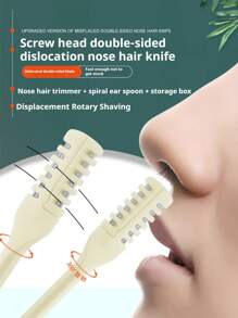 2pcs Double-Headed Nose Hair Trimmer, Nose Hair Scissors, Upgraded Version 2 In 1 Manual Nose Hair Trimmer, Double-Sided Nose Hair Cutter, Nose Hair Removal Tool, 360° Rotating Nose Hair Cleaner, Portable And Easy To Use, Suitable For Women And Men