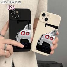 [2 Fundas de teléfono con diseño de coche] Conjunto de 2 fundas de teléfono creativas con patrones de coche, adecuadas para fundas protectoras suaves para 11, 12 Pro, 13 MINI, 14, 15 Plus, 16 Pro Max, X, XR, XSMAX, 7P y 8P, un regalo único y creativo. - Negro - Ver 4