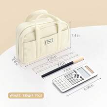 Sooez Large Pencil Pouch, Big Pencil Bag With 5 Compartments, Pen Bag Wide Opening, Soft Corduroy Pencil Pouch Organizer With Zipper, Cute Aesthetic School Supplies Teen Girls-Purple