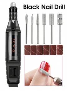 coscelia 电动指甲打磨机，迷你USB指甲打磨机，配有6个钻头和250个砂圈，粉色/黑色/白色指甲锉/卸甲抛光器，适用于亚克力指甲的凝胶指甲打磨机，指甲锉/打磨抛光器，去除老茧，适合家庭或美甲沙龙使用（砂圈随机发货）