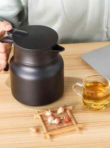 1pc 35oz Extra Large Capacity Handled Thermal Carafe, Latte Coffee , Travel Drinking Bottle, Stainless Steel Iced Tea Pot, Vacuum Insulated Double Wall Long Lasting Thermal Bottle - Includes Sediment Filter Strainer, Suitable For Coffee, Soy Milk, Beverages, Office Or Home Hot Water Bottle