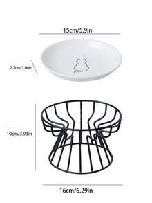 PETSIN Ceramic Pet Feeding Plate Canned Bowl Cute Pattern Easy To Clean Ceramic Plate Cat Food Bowl