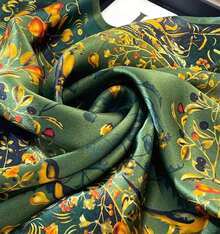 ANDANTINO% Silk Square Scarf Hair-25.6 X25.6'' Women Men Natural Silk Neckerchief Digital Printed Headscarf - 馬橙 - 查看 9