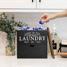 Dryer Sheet Storage Container, Laundry Box Storage Box, Dryer Sheet Holder With Lid And Drawer, Laundry Detergent Dispenser, Laundry Room Organizer, Storage And Organization, Room Decoration - Black Line Terms - View 7