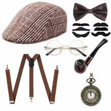 Bộ 7 phụ kiện nam thập niên 1920 Bộ phụ kiện Great Gatsby Bộ mũ nồi cho tiệc hóa trang theo chủ đề Halloween thập niên 1920 - Mũ nồi B - Xem 9