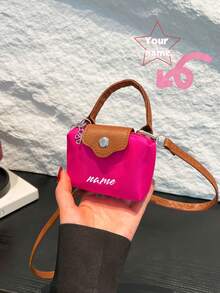 1 Custom Outdoor Bag, Can Be Printed With Personalized Name Or Holiday Greetings. Customize Your Own Bag. 1 Custom Outdoor Bag, Pu Magnet Closure Fashion Niche Design Contrast Color Mini Handbag, Adjustable Shoulder Strap Shoulder Messenger Bag Suitable For Teenagers To Travel, Shopping, Party, Date And Daily Use, Is A Perfect Gift For Teenagers - Contrast Color Tote Bag - View 4