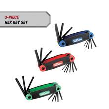 Folding Hex Key Set (3-Pack) Including SAE, Metric & Star Sizes - Black - View 3