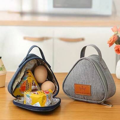 1pc Thermal Insulation Lunch Bag, Triangle Bento Bag, Milk Sandwich Egg Breakfast/Lunch Bag (Random Color)