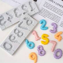 2pcs Silicone Number 0-9 3D Embossed Fondant Chocolate Mold, Birthday Cake Decorating DIY Baking Handmade Crafts For Home Decoration And Gift Decor