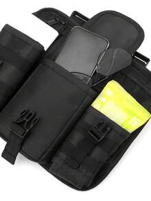 多口袋战术货运背包，多功能尼龙胸包，轻便手机收纳袋，便捷旅行包，时尚街头嘻哈胸包，适合学生、校园、旅行、通勤、嘻哈表演、健身、跑步、骑行、徒步、露营，男士礼物，男士工具腰包 - 黑色 - 查看 12