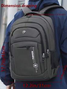Ba lô đựng laptop 15.6 inch dành cho nam, nhiều ngăn, chất liệu nylon in chữ, túi du lịch dung tích lớn, balo tiện dụng cho người đi làm, phù hợp cho học sinh, doanh nhân, du lịch, hoạt động ngoài trời, làm quà tặng. - Xám - Xem 3
