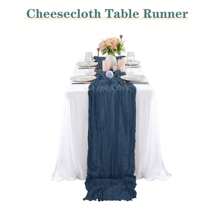 1/5/10/15pcs Navy Blue Pleated Table Runner, Cheesecloth Table Runner Folding Tablecloth, Festive Birthday Decor Wedding Decor Holiday Home Decor Party Room Table Decoration Dark Blue Table Cloth, Table Flag, Solid Color Table Cover, Birthday Decor Wedding Decor, New Year Decor, Party Favor