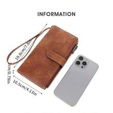 Nueva cartera larga de triple pliegue con tecnología RFID para comercio transfronterizo, cartera vintage multifunción para dama, de unicolor, con gran capacidad