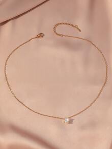 1 件锆石吊坠和铜链项链，优雅的女士日常休闲配饰