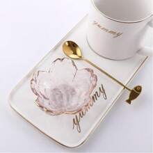 1PC/3PCS/7PCS/Ins Style Transparent Cherry Blossom Small Plate Japanese Zen Cherry Blossom Tea Plate Heat Resistant Glass Dim Sum Plate Dessert Table Jewelry Plate Wedding Gift Sugar Fruit Plate