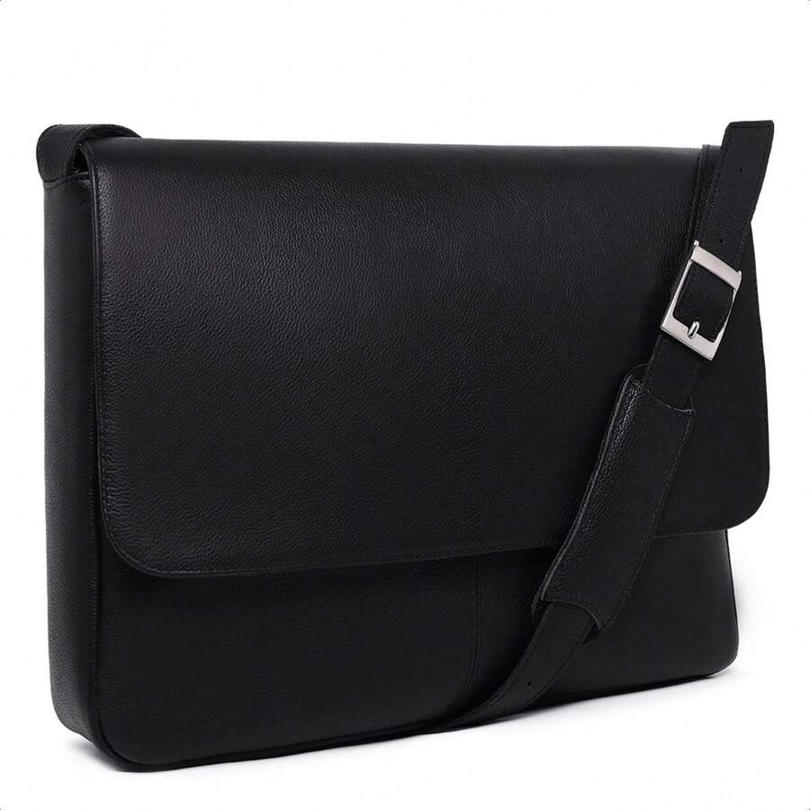 Men's Crossbody Briefcase Shoulder Bag With 15.6" Laptop - Black - View 1