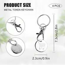 1pc-10pcs Shopping Cart Token Supermarket Trolley, Stainless Steel Shopping Trolley Remover, Shopping Trolley Token Pendants, Shopping Trolley Chips, Metal Stainless Steel Keychain, Keyring Decoration With Trolley Unlocking Key, Keyring Accessory - Multicolor - View 5