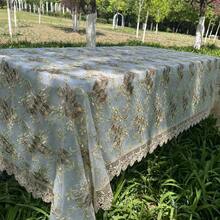 1 件蕾丝刺绣桌布，现代乡村奢华涤纶矩形桌布，家庭厨房咖啡厅野餐婚礼节日装饰