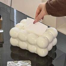 1pc Creative Cream Tissue Paper Holder, Plastic Tissue Box Desktop Decor, Luxury Tissue Paper Box Suitable For Living Room, Dining Table, Coffee Table, Home And Hotel Decoration Back To School - Multicolor - View 4