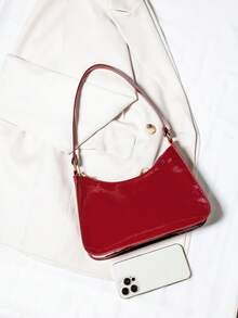 Fashionable Simple Minimalist One Shoulder Armpit Bread Bag - Burgundy - View 2