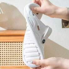 Unisex Casual Breathable Holes Flat Slippers, Lightweight Outdoor Indoor Two-Way Sandals For Beach