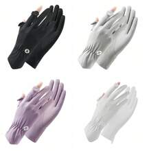 1pair Women's Ice Silk Sun Protection Gloves | Long Cooling UV-Blocking Gloves, Breathable & Stretchy For Outdoor Sports, Driving & Daily Wear – Available In Multiple Colors