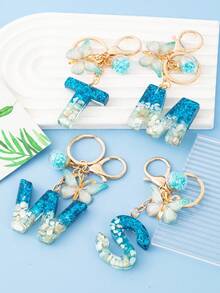 1 szt. Kreatywny, ręcznie robiony motyl, ozdobny brelok z literą z kryształową szklaną kulką w kształcie gwiazdy, zawieszki do torebki i portfela, torba z ozdobnym brelokiem z literą, brelok do kluczyków samochodowych dla kobiet, brelok zapobiegający zgubieniu, prezent na powrót do szkoły dla uczniów, nauczycieli, kolegów z klasy - Niebieski i biały - Zobacz 7