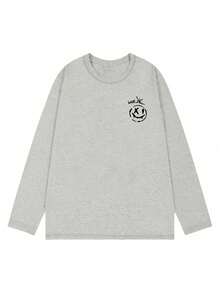 Women's Cotton Skateboard English Print Thin Long Sleeve T-Shirt, Fashionable & Versatile, Autumn/Winter