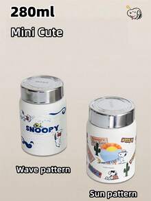 SNOOPY 1 件史努比不锈钢马克杯，便携式小巧水瓶，时尚简约设计，适合户外和汽车使用