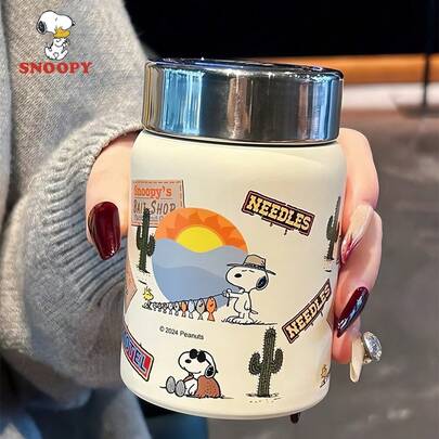 SNOOPY 1 件不锈钢马克杯，便携式小巧水瓶，时尚简约设计，适合户外和汽车使用