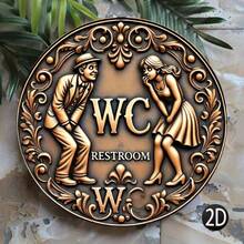 1 pieza de arte de pared 2D plano, Letrero de madera redondo vintage para baño, decoración de pared de madera redonda, fácil de colgar, tamaño 20x20cm 7.8x7.8 pulgadas, hecho de madera, adecuado para decoración del hogar, cocina, restaurante, dormitorio, jardín, baño, garaje, hotel, oficina, bar, decoración de habitaciones, decoración de dormitorio - Multicolor - Ver 3