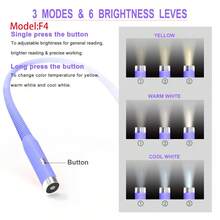 1pc LED Neck Hanging Reading Light, USB Rechargeable, 3 Color Options, 6-Level Brightness Adjustment, Portable Fill Light, Flexible Gooseneck, Eye-Caring, Suitable For Bedroom, Outdoor Camping And More