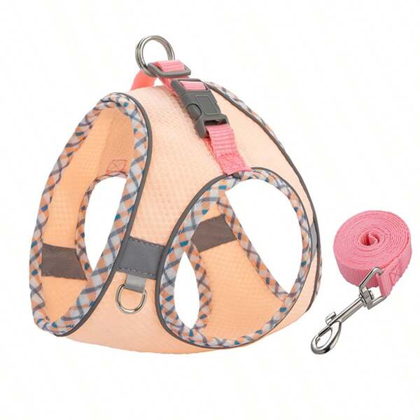 Haustier-Zubehör mit Brust- und Schultergurten, reflektierenden Karomuster-Rändern, Katzen- und Hundeleinen, Westen für kleine und mittelgroße Hunde zum Spazierengehen