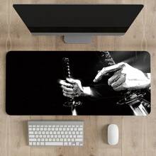 Extra Large Gaming Mouse Pad, Hold A Sword Pattern Desk Mat, Black And White Sword Design, With Non-Slip Rubber Base, Washable Office & Gaming Mousepad, With Precision Edging For ESports, Computer & Office Use