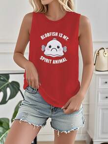 Chaleco de mujer de talla 63 con el texto "BLOBFISH IS MY SPIRIT ANIMAL" - Rojo - Ver 1
