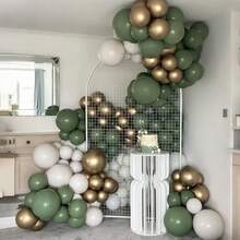 124 件白色、粉色、金属色气球拱门套装，生日派对装饰，婚礼装饰，派对用品，情人节氛围，户外装饰 - 彩色 - 查看 1