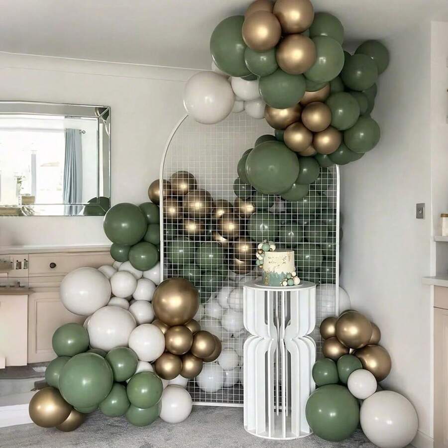 124 件白色、粉色、金属色气球拱门套装，生日派对装饰，婚礼装饰，派对用品，情人节氛围，户外装饰 - 彩色 - 查看 1