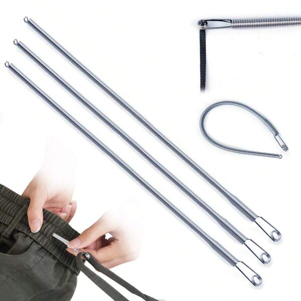 4Pcs Spring Drawstring Threader Tool Bendable Rope Threader Clip Multi-Purpose Hoodie String Threader Drawstrings Replacement Tool Hand Sewing, Spring Loop Threader For Sweatpants Shorts Jackets