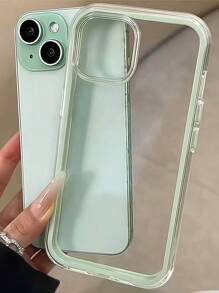 Apple Smart Fashion Phone Case With A High-End Feel, A Three-In-One Thickened And Hard Material, A Colorful Solid Color Frame, A Personalized Creative Pink, White, Black, Blue, Green, Minimalist Simple Fall Protection Full Coverage Transparent Feeling Colorful Phone Case Compatible With IPhone