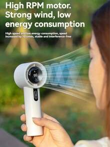 1 件男女通用纯色 USB 可充电 100 速高风量长电池寿命迷你手持风扇，液晶显示屏，适合送礼、户外、海滩、旅行、运动、家居、办公室、日常使用 - 彩色 - 查看 5
