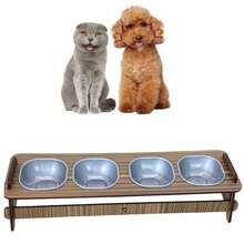 Elevated Feeder With 4 Bowls For Dogs And Cats With Lids - Rust Brown - View 1