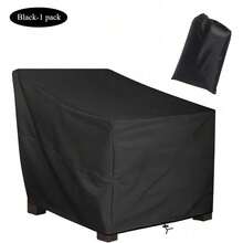 Durable Black Outdoor Chair Cover - Waterproof Terrace Furniture Protective Cover For Deep Seat Leisure Chairs