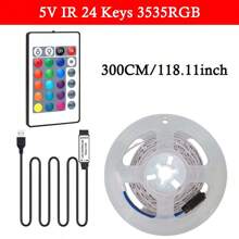 Striscia luminosa a LED RGB per retroilluminazione TV da 100 a 1000 cm, alimentata tramite USB, con telecomando a 24 tasti - Cambia colore, dimmerabile e retroilluminata, adatta per camera da letto, TV, cucina, bar, sala giochi, decorazione per feste