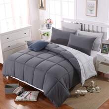 mohap. MOHAP Couette Bicolore 4 Saisons Chaude l'hiver Hypoallergénique Toutes Saisons Couette de Lit Réversible 2 Personnes Edredon - Gris Foncé + Gris Clair - Voir 1