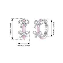 WOSTU 1 PC 925 Sterling Silver Pink Bow Stud Earrings Enamel Process Cute Hoop Earrings Stacked For Women Girl Original Fine Jewelry Gift