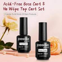2 Bottles Of Top Coat Base Coat Set No Wipe Foundation Combination Bright Surface At Home DIY Nail Salon Girl Gift - 2 件 15ml-BT - 查看 7