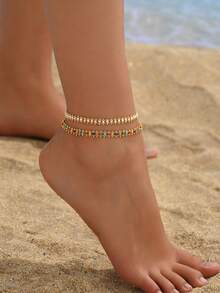 1 Pc Women Multicolor Beads Summer Anklet, Fashionable Ins Style, Suitable For Beach, Vacation, Daily Wear - Multicolor - View 7