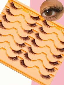 14 对半睫毛透明带状睫毛猫眼假睫毛短款柔软 3D 仿貂毛睫毛柔软自然妆效条状睫毛、睫毛、睫毛、假睫毛